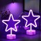Summer Star Purple Neon Sign – 2-Pack LED Purple Star Lights for Bedroom, Room Decor, Battery Operated or USB Powered Neon Lamps for Indoor and Outdoor Use